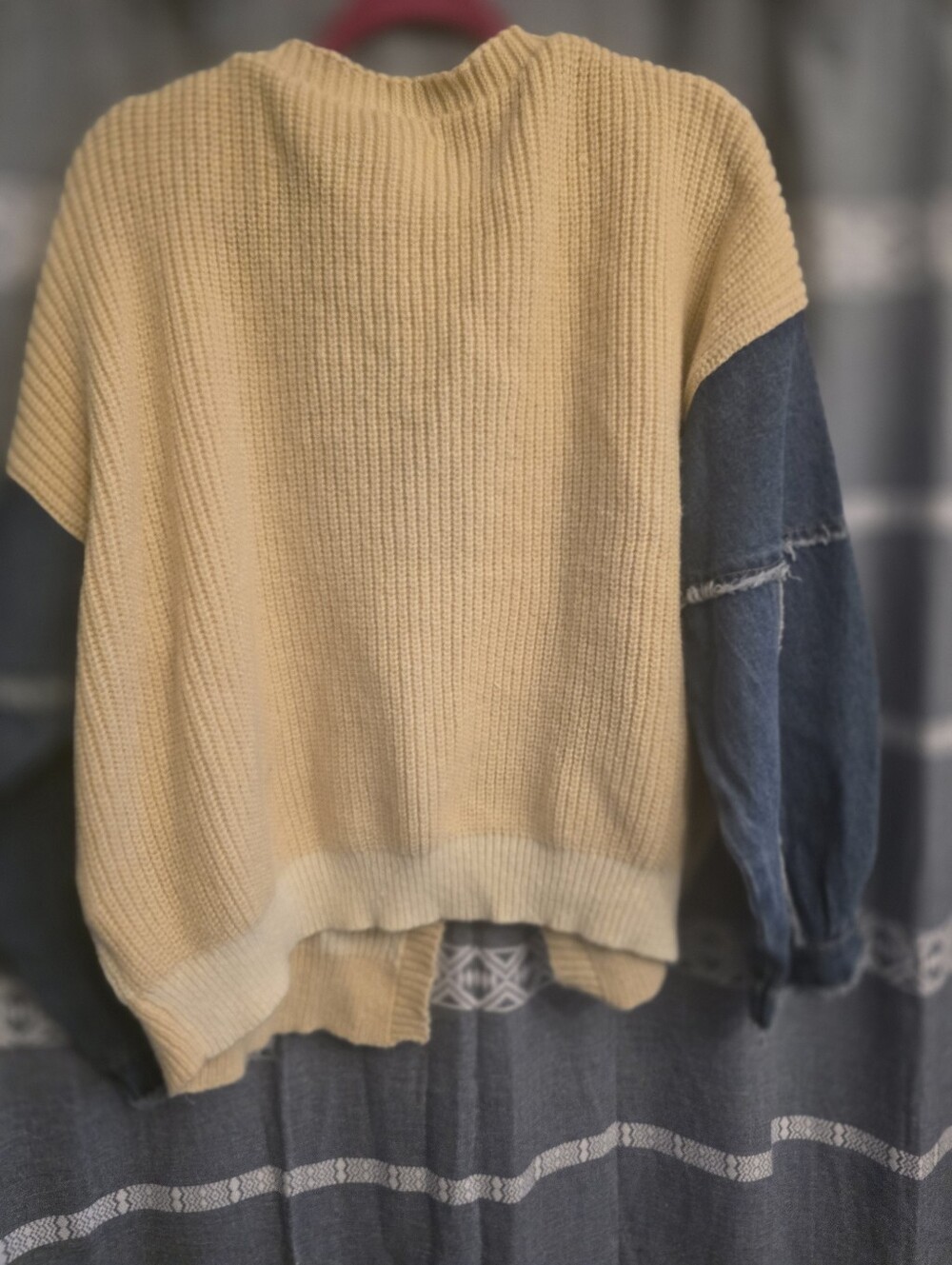 HAUTE Shein Sweater Denim Jacket Size Large NWT - Picture 4 of 4
